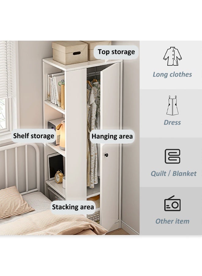 YY-ريشير خزانة ملابس ضيقة للسرير، خزانة ملابس بباب واحد 60 سم مع مساحة للتعليق، خزانة أثاث غرفة نوم منزلية - Image 3